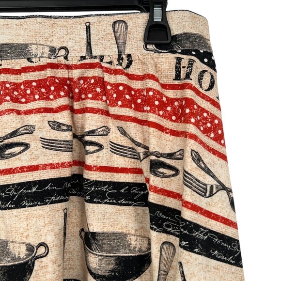 Retrolicious Home Cooked Print A-Line Skirt Beige Black Red Size Large - Picture 4 of 8